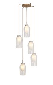 M8395  Nora Round Pendant 5 Light Adjustable E27 Gold/White